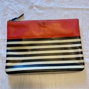 Kate Spade Pouch Blue/White/Pink with Printed Interior and Zipper 9.5x7
